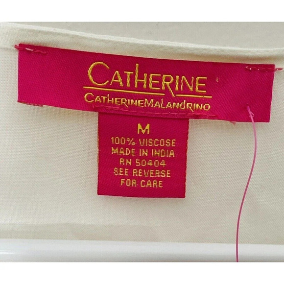 Catherine Malandrino Peasant Blouse M Embroidered Sequin White Boho Cape Sleeves - Picture 5 of 11